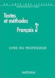 Image de Français 3e textes et méthodes livre du professeur