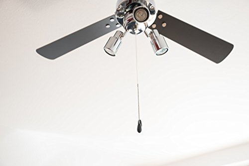 Deckenventilator mit Beleuchtung und Zugschalter Cyrus 107 cm von AireRyder, Gehäuse chrom glänzend, Wendeflügel in schwarz und silber - 7