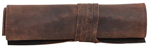 Gusti Leder studio „Rokko“ Werkzeugtasche Rolltasche Malutensilien Hülle Werkzeugmappe Ledertasche Näh und Strickzubehör Tasche Werkzeugrolltasche Büffelleder Vintage Antikbraun Braun 2A97-26-3 - 7