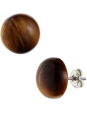 925 Sterling Silber Ohrstecker mit Tigerauge - Ø 12,00 mm