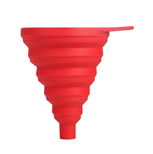 Dr. Oetker 1930 Silikon-Trichter, faltbar, rot, H: 10,5 cm, Ø8cm oben, Ø1cm unten - 3