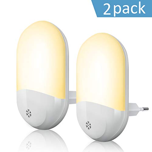 Preisvergleich Produktbild Nachtlicht Steckdose, LED Nachtlicht Baby mit Dämmerungssensor Kinder Licht steckdosenlampe Automatisch ON / OFF Stromsparendes für Schlafzimmer,Kinderzimmer,Badezimmer,... usw,Warmes Weiß[A++]