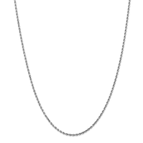 14k White Gold 2mm Link Rope Chain Necklace 16 Inch Pendant Charm Handmade Fine Jewelry For Women Gift Set