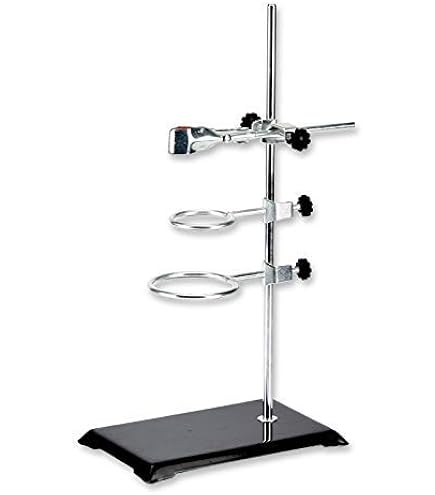 VEVOR Laboratoriumstandaard, Laboratorium Retort-ondersteuningsstandaard, stalen laboratoriumstandaard, 23,6 inch staaf en 21,1 x 14,5 cm gietijzeren basis, inclusief kolfklemmen, een bureautteklem en