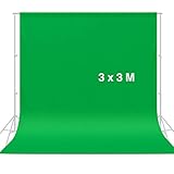 CRAPHY Fond Vert, 3 x 3M Fond Photo Studio Qualité Amélioré 10 x 10FT Toile de Fond en Coton de Soie Pliable pour la Photographie Professionnelle - Vert