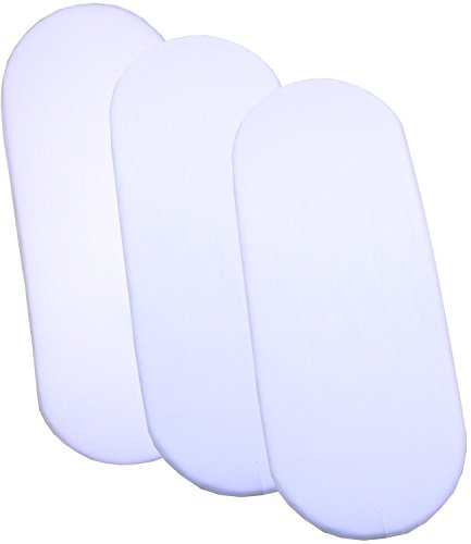 BabyPrem Moses Basket Set 74 x 28cm Mattress & 2 Cotton Fitted Sheets WHITE