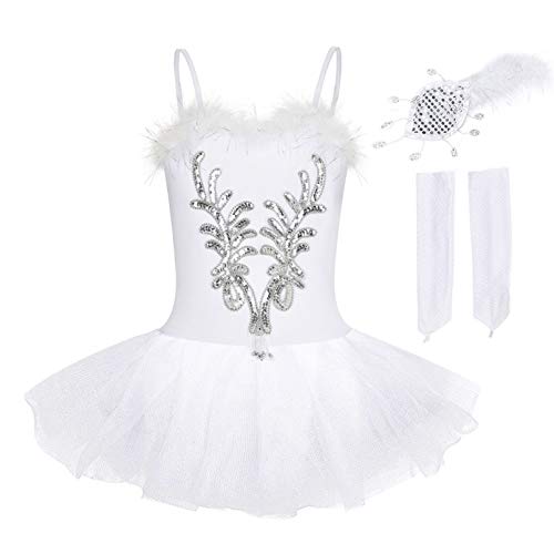 FONLAM Robe Justaucorps de Ballet Danse Cygne pour Fille Robe Léotard Gymnastique Patinage Tutu Ballet Fille Enfant