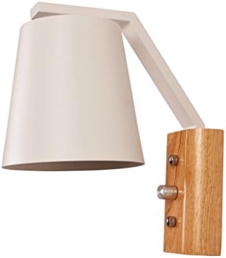 WOOE Wall lamp Simple Modern Creative Wall Lamp Wood Logs LED Iron Light E27 Living Room Corridor Balcony Lamp Bedroom Bedside Lamp Rotary Switches (Color : White)