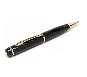 SekyuritiBijon  1080p Full HD Video Audio Recording 32GB Memory Card Support Small Portable USB Device Mini Hidden Spy Camera Pen (Gold & Black, Memory Not Included)