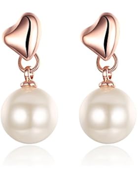 Styleziel Ohrring Ohrstecker filigran Herzen mit Perle besetzt Gold Rotgold 10 mm 2226