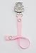 Girls pacifier soother dummy holder clip {baby pink polka dots -teddy bear}