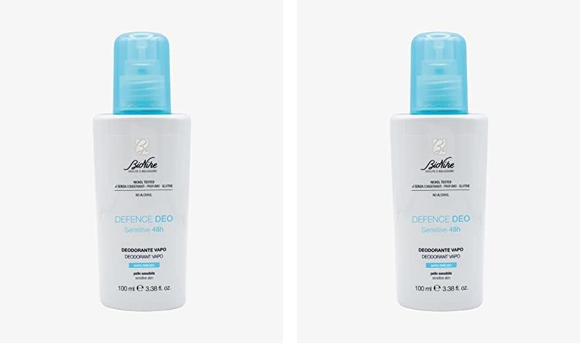 Bionike Defence - Deo Sensitive 48H, Latte Spray Deodorante Antitraspirante, Assorbe Il Sudore Fino A 48 Ore, Dona Ascelle Lenite E Protette, Dermatologicamente Testato, 100 Ml (Confezione da 2)