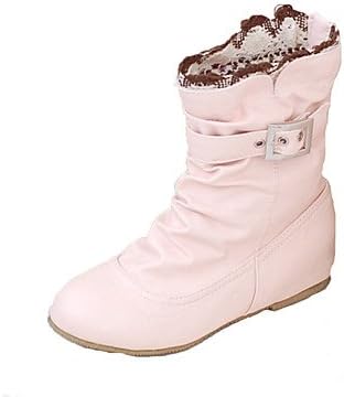 Women's Shoes PU Fall Winter Comfort Novelty Fashion Boots Bootie Boots Flat Heel Pointed Toe Booties/Ankle Boots Buckle For Office &amp; , white , us7.5 / eu38 / uk5.5 / cn38