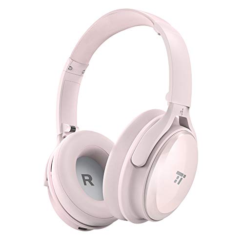 Preisvergleich Produktbild TaoTronics Noise Cancelling Kopfhörer Bluetooth Kopfhörer Over Ear mit aktiver Rauschunterdrückung 25 Std. Laufzeit, TT-BH22 eingebautes Mikro CVC 6.0, duale 40 mm Tieftontöner, Faltbare Ohrhörer Rosa