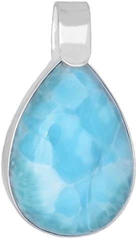 ERCE Larimar Gemstone Pendant teardrop, 925 Sterling Silver, length 3.6 cm, in gift box
