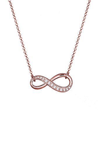 Elli Damen-Kette mit Anhnger Infinity Unendlichkeit 925 Sterling Silber rosvergoldet Zirkonia 45 cm 0106141016-45