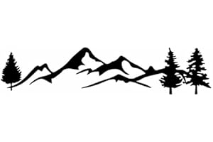 JAPANSAI Pegatina Camper van Furgoneta 4x4 | Color Negro Arboles y Montañas Paisaje para Coche Moto | Medidas: 15x3,5 cm | Decoración Camper Furgoneta Van Coche Moto Motocicleta Caravana
