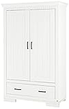 Pinolino 140041 Kleiderschrank Skrollan Beschichtet MDF, weiß mit Holzmaserung