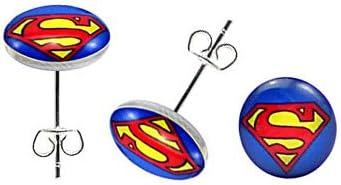 Blingbling GlitZ Women's Stud Earring Stainless Steel with Superman Design