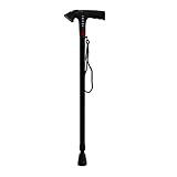 Hmhope Adjustable Elderly Walking Stick Portable Lightweight LED Light+Alarm Device Aluminum Alloy