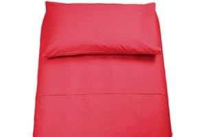 Lingerie Shop Set Lenzuola Letto Singolo Cotone Sotto Sopra + Federa Vari Colori Tinta Unita Offerta (Rosso, Singolo)