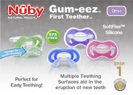 NUBY SOFTFLEX GUM-EEZ FIRST TEETHER 0m+ GIRLS PINK/LILAC BPA FREE