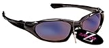 RayZor Professional Lightweight UV400 GunMetal Grey Sports Wrap Golf Sunglasses, With a Blue Smoked Anti-Glare Lens