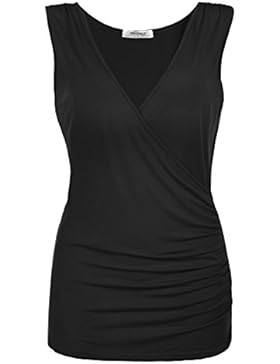 Meaneor Damen Spaghetti Bügel Sexy V-Ausschnitt Trägershirt Tops
