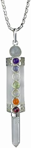 Crystal Quartz Chakra Healing Wand Pendulum Pendant with Real Gemstones