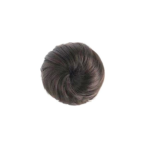 Women Lady Girl Ponytail Hairpiece Hair Bun Elastic Round Hair Scrunchie Wig Dark Brown