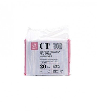 INDAS, Compresa Tocológica Algodón Impermeable, 20 unidades