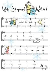 Christmas Carol 'While Shepherds Watched' Greetings Card