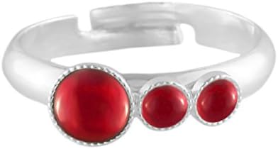 Rings 925 Silver Plated Minimalist Adjustable Universal Size Trio Ooo Crystal Ruby Red Round Czech Glass Stone Handmade BohemStyle