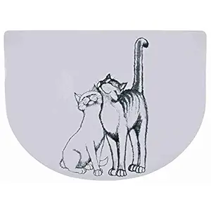 Trixie: - Place Mat with Cats Motif | Place Mat for Cat Feeding Areas | Keeps Floor Free from Mess | Gorgeous Black Design Makes a Great Addition to Cat Feeding Area - 40 x 30 cm, White