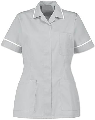 Nurses Tunic D313 - Size: size 16 / 38" / 96cm - Color: pale grey tunic with white piping
