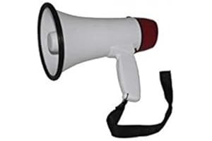 MEGA20W - LTC - Megafono ricaricabile da 20W con maniglia e capacità di registrazione dei messaggi - bianco e rosso