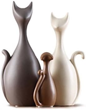 Modern Simple THREE CATS Ceramic Ornaments For The Home Living Room Creative Home Decoration Crafts Ideal Gifts , 3 sets