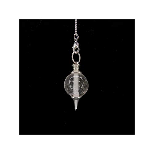 Pendulo Mermet con Cuarzo Blanco, minerales de los chakras en cadena, Baño de plata. Minerales y Cristales Para Curación, Belleza Energética, Meditacion, Medicina Alternativa, Amuletos Espirituales