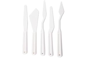 THE ART SHOP SKIPTON Artist's White Plastic Palette & Painting Knives Set of 5 (Assorted)