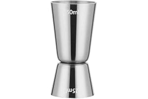 Sunerly Rainbow Plating 304 Stainless Steel 25/50 ml Measure Jigger Bar Craft Dual Spirit Measure Cup Peg Measuring Cup for Bar Party Wine Cocktail Shaker (1 * 25-50ml)