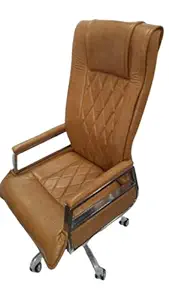 GURU CHAIRS Leather High Back Mesh Contemporary Office Chair with Wheels (Brown)