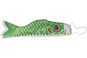 HEALLILY Manche À Air Koinobori Drapeau Carpe Japonaise Verte 55 Cm Étanche Décoration Extérieure Maison Fête Traditionnelle