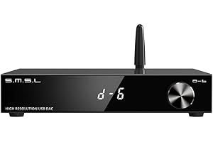 AIMPIRE S.M.S.L D-6 Dual AK4493s Chip Bluetooth 5.1 LDAC Audio DAC DSD512 PCM 768kHz 32Bit CK-03 Clock Moudule 6.35mm TRS*2 Balanced Output Type C to Type C USB RCA Decoder with Remote Control (Black)