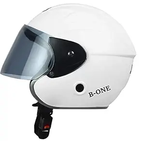 Tiger-ONE Open FACE Helmet (Full Size) Motorbike Helmet, Neno, Colour = White, ISI : Approved.