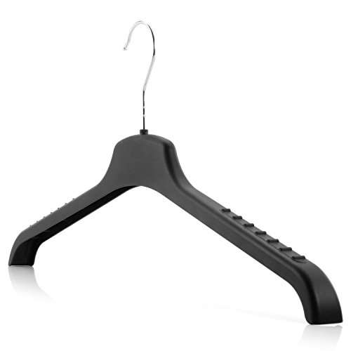 Hangerworld 20 Stück extra breite Kleiderbügel aus schwarzem Plastik mit Anti-Rutsch Oberfläche – ca. 46 cm - 2