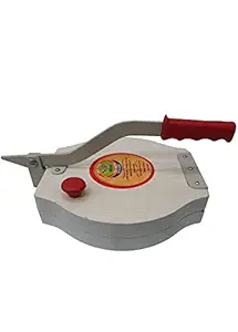 DEVCHHAYA ENTERPRISE Heavy Round Wooden Board Papad-Puri Press Maker Machine with Iron Handle, for Manual Roti Press, Papad/Khakhra/Chapati Maker- Multi