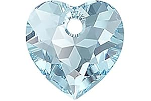 ‎BOHEMIA CRYSTAL VALLEY 2 stk SWAROVSKI CRYSTALS pendant Heart Cut 6432 crystal stone with hole, 10.5 x 10.5 mm Aquamarine (Swarovski-Kristalle Anhänger Herzschnitt 6432 Kristallstein mit Loch Aquamarinblau.)