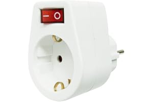 Garza Power – Adaptateur avec Prise de Terre et avec Interrupteur, présentation Blister, Blanc