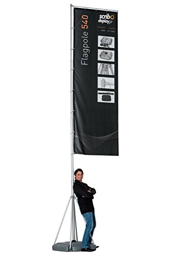 Flag Pole 540 - Featuring Aluminium four leg base measures 5400mm in height - Forecourt Signs - Garden Flags - Suitable For Indoor & Outdoor Promotions, Exhibitions, Events
