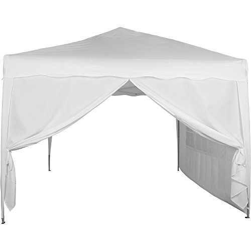 Faltpavillon 3×3 m mit 2 Seitenteilen, WASSERDICHT, Farben wählbar, inkl. Tragetasche + Zubehör, versiegelte Nähte, DIN ISO zertifiziert, Weiß Champagner Blau Grün Burgund Rot Anthrazit Schwarz - 3